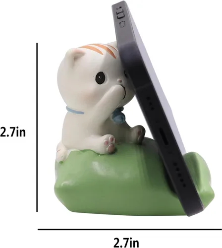 Miniatura 7 de BOLLEY JOSS Soporte de escritorio para teléfono celular, soporte de resina para teléfono inteligente con animales lindos para oficina, manos libres