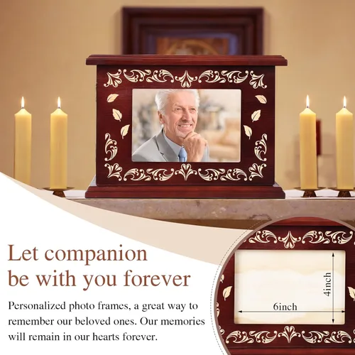 Miniatura 3 de Urnas de cremación para cenizas humanas adultas masculinas o femeninas, urnas funerarias para cenizas con marco de fotos, caja de recuerdo de madera