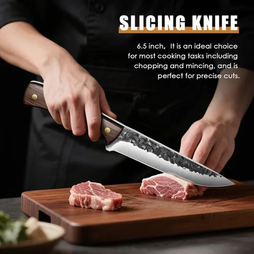 Miniatura 7 de Juego de cuchillos de chef, 3 piezas, cuchillos de cocina profesionales, juegos de cuchillos de carnicero afilados, cuchillo de filete de acero