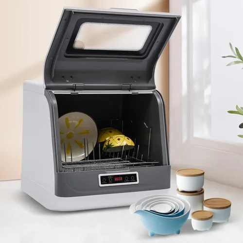 Lavavajillas portátil para encimera de 1200 W, 110 V, 3 programas de lavado, pulverización giratoria de 360°, secado de aire caliente a 167.0 °F,