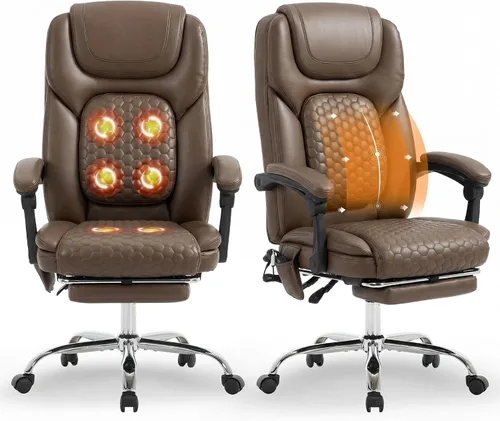 Miniatura 14 de MALOL Silla de oficina de masaje de 300 libras, silla de escritorio grande y alta con 3 niveles de calor y reposapiés, silla ejecutiva ergonómica
