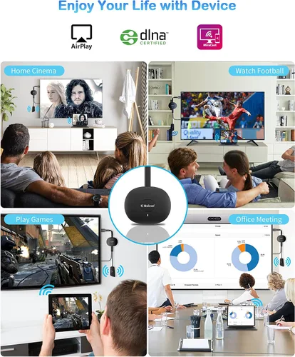 Miniatura 7 de AT-Mizhi Adaptador Dongle de pantalla HDMI inalámbrica 4K 1080P - Receptor de pantalla de espejo Audio Video de i-Phone/Pad/Mac/Android/Win Laptop a