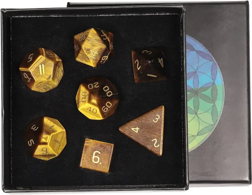 Miniatura 16 de rockcloud Juego de 7 dados poliédricos DND de cristal de ágata gris, dados hechos a mano con caja de dados para juegos de mesa RPG MTG, decoración