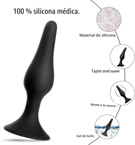 Miniatura 2 de Hisionlee? Juguete sexual 4 unidades. Juego de tapones anales de silicona médica Sensuality Sex Dolls, Hision10002, no, Negro, 4
