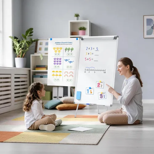 Miniatura 7 de MAKELLO Caballete de rotafolio, pizarra magnética de borrado en seco con soporte para oficina, aula, escuela en casa, brazos extendidos y altura