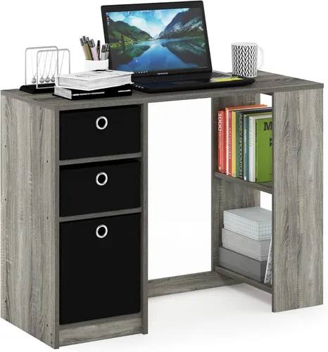 Miniatura 7 de FURINNO Jaya - Escritorio de estudio para computadora con cajón, marrón