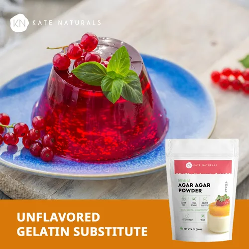 Miniatura 6 de Kate Naturals Polvo de agar agar para cocinar y platos de Petri. Polvo sustituto de gelatina vegana sin sabor para hojas de gelatina y halal