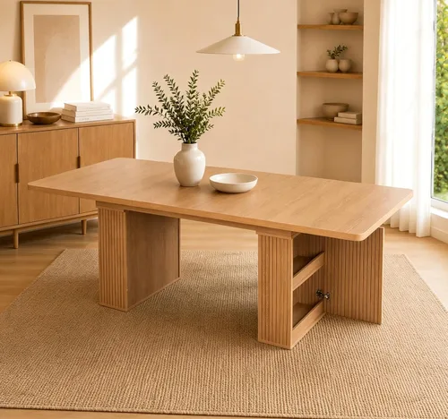 Miniatura 14 de Mesa de comedor extensible de 62.99 a 78.7 pulgadas para 6, 8 y 10, moderna mesa expandible de cocina de madera de granja, mesas de conferencias