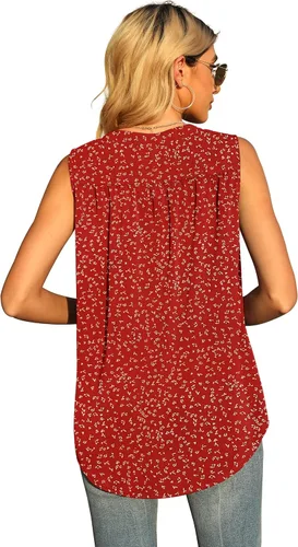 Miniatura 4 de QUEZHU Blusa de verano sin mangas de gasa para mujer, holgada, casual, cuello en V, blusa