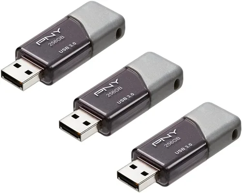 PNY Unidad USB 3.0 Turbo Attaché 3 de 256 GB, paquete de 3 – Gris, P-FD256X3TBOP-MP, 100 MB/s, Ligera y Duradera - Almacenamiento y Transferencia de