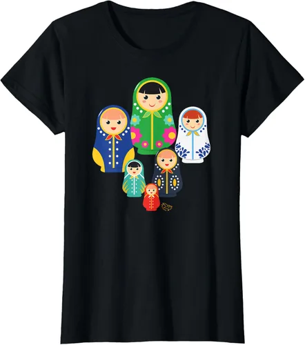 Miniatura 37 de Matryoshka Russian Nesting Dolls, Rusia - Camiseta de regalo, Azul / Patchwork, S