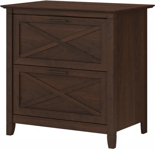 Miniatura 14 de Bush Furniture Key West – Archivador lateral con 2 cajones, color cereza Roble blanco puro.