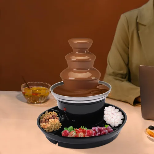Miniatura 4 de Fuente de chocolate de 3 niveles, fuente de chocolate de 120 V y 40 W para queso, fuente de fondue de chocolate para fiesta de cumpleaños, boda
