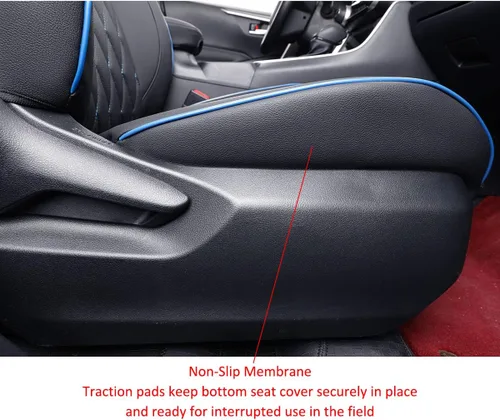 Miniatura 2 de EKR - Juego completo de fundas de asiento de cuero para automóvil de ajuste personalizado (color negro con ribete azul)