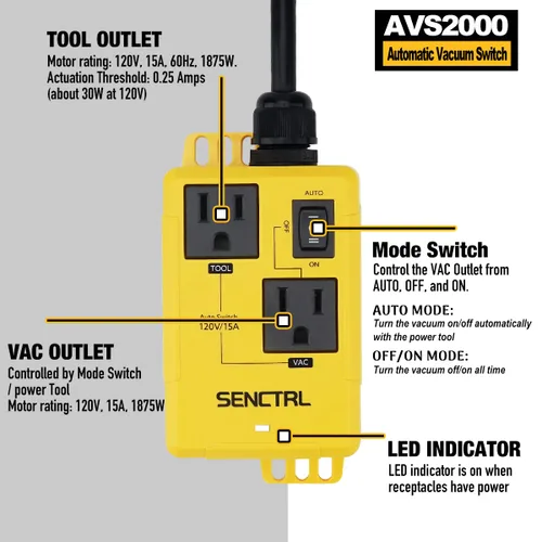 Miniatura 3 de SENCTRL Interruptor Automático de Vacío Permite que las Herramientas Eléctricas/Sierra de Mesa Enciendan y Apaguen la Aspiradora/Accesorio 19.5