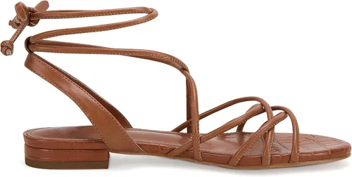 Miniatura 4 de Ermonn Sandalias planas con cordones para mujer con tirantes y punta abierta, tirantes cruzados y casuales de verano