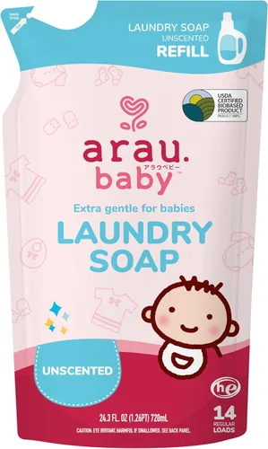 Miniatura 10 de Arau Baby Jabón de lavandería, lavanda, fórmula a base de plantas, seguro para pieles sensibles, detergente para ropa de bebé sin fragancia ni
