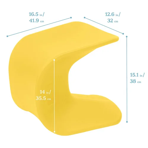 Miniatura 3 de ECR4Kids Asiento Wave, altura del asiento de 14 a 15.1 pulgadas, taburete tipo percha, amarillo, paquete de 2