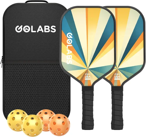 Miniatura 8 de Juego de palas de pickleball Golabs PB1 de 2, superficie duradera de fibra de vidrio y núcleo de polímero de potencia STR de 16 mm de núcleo, Rosa