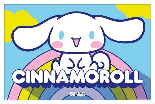 Miniatura 12 de Hello Kitty and Friends: 22 Over The Rainbow - Póster de pared de Cinnamoroll, 22.4 pulgadas de largo x 14.7 pulgadas de ancho, versión enmarcada