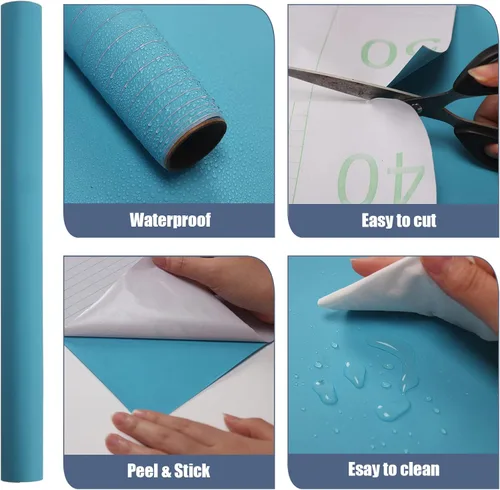 Miniatura 4 de WADILE Papel tapiz autoadhesivo para despegar y pegar, 15.9 x 78.7 pulgadas, papel adhesivo de color sólido, impermeable, papel de pared