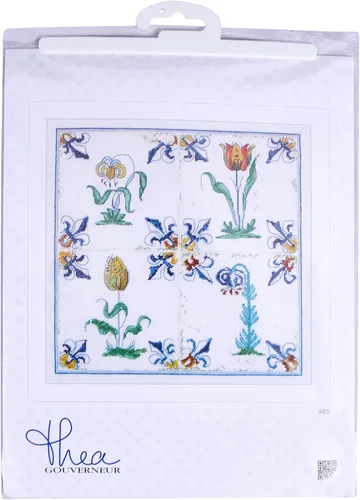 Miniatura 5 de Thea Gouverneur - Kit de punto de cruz con diseño de flores antiguas, Aida, 18 unidades, kit de bordado para adultos, hilos de bordado DMC y otros