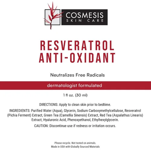 Miniatura 6 de Suero antioxidante de resveratrol - Combate el envejecimiento con antioxidantes de polifenoles y resveratrol del té - 1 fl oz - Cosmesis