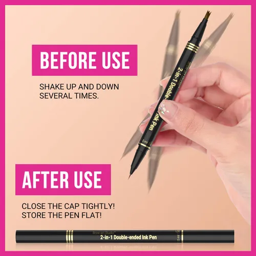 Miniatura 6 de iMethod Lápiz de microblading para cejas - Lápiz para cejas 2 en 1 de doble punta con aplicador de punta de micro-horquilla de 3 puntas y punta