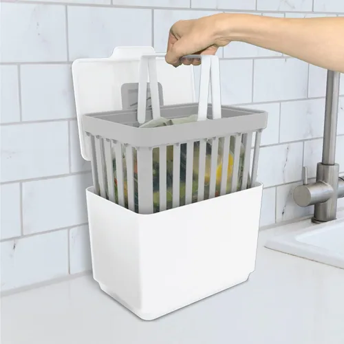 Miniatura 5 de GLAD Contenedor de abono para cocina, 1.5 galones, recipiente de plástico con cesta interior extraíble, soporte de almacenamiento de bolsas