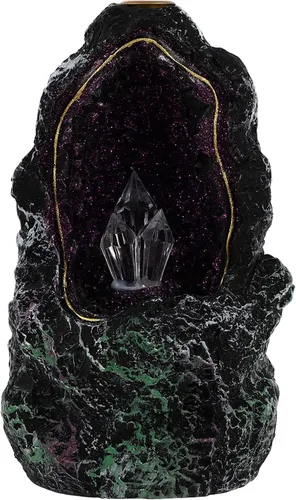 Quemador de incienso LED de reflujo con cascada, soporte de incienso de resina, adornos de aroma para interiores, luz nocturna para oficina en casa