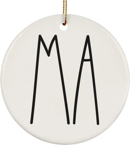 Miniatura 46 de Adorno familiar de Navidad, regalos de hija, hijo, adorno de círculo de cerámica de 3 pulgadas para colgar en el árbol – Día de la Madre