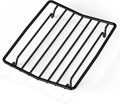 Miniatura 8 de Rejillas para asar a la parrilla y ahumar, estante para asar pavo, se puede utilizar en ambos lados, 12 x 10 pulgadas, color negro