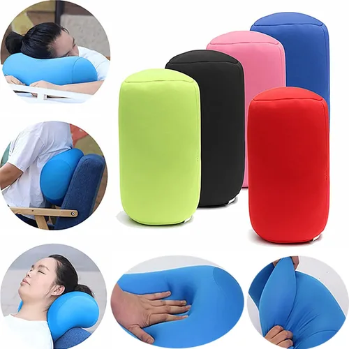 Miniatura 6 de Almohada de cuello de microcuentas, almohada de tubo blando para soporte de cuello o espalda, cojín cilíndrico cervical para el hogar, sofá, cama