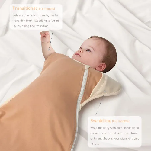 Miniatura 4 de Manta Envolvente de Algodón Suave Premium, Saco de Dormir con Diseño de Brazos Arriba, 2 Paquetes 3-6 Meses, Manos Arriba Transiciones de 3 Vías a
