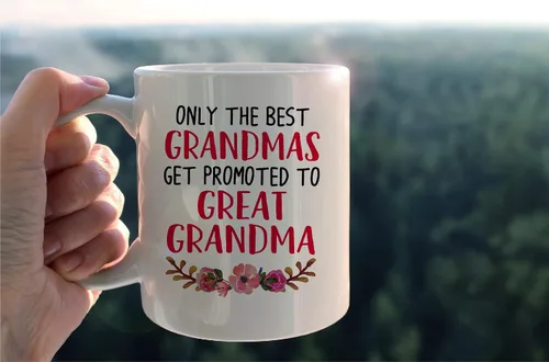 Miniatura 3 de Taza de cerámica con texto en inglés «Only The Best Grandmas Get Promoted to Great Grandma», taza de té con leche de 11 onzas, regalo de cumpleaños