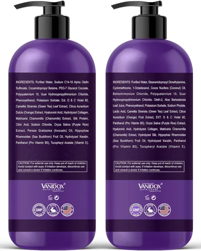 Miniatura 9 de VANIDOX - Juego de champú y acondicionador tonificante púrpura sin sulfato para cabello gris y plateado, hidratante y protector del color, mejora