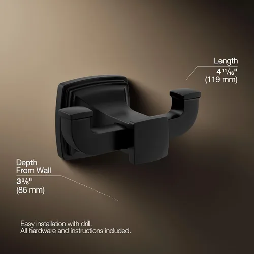 Miniatura 4 de Kohler 27411-BL Riff Gancho doble para bata, negro mate