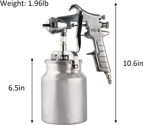 Miniatura 2 de Pistola de pintura profesional, pistola rociadora de alimentación de sifón de alta presión con taza de 1000 cc, tamaño de punta de boquilla de 0.118
