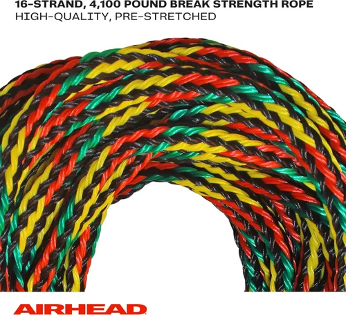 Miniatura 4 de Airhead 1-6 Person Tow Rope for Towable Tubes, Heavy Duty Boat Towline for Tubing, UV Resistant 16 Strand Polypropylene with Rope Keeper, up to