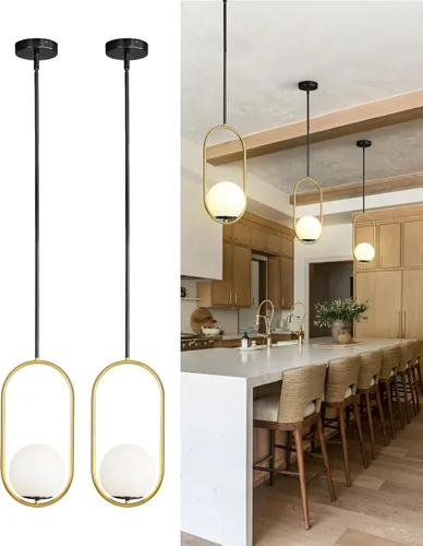 Miniatura 11 de Yunnix Lámparas colgantes para isla de cocina, lámparas colgantes, moderna lámpara colgante de cristal de bronce champán, lámpara de mediados