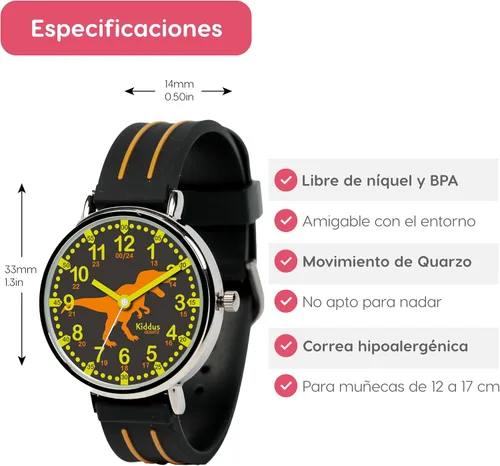 Miniatura 6 de Kiddus Reloj para niños, niños y niñas, reloj de aprendizaje de tiempo para niños, primer reloj de pulsera a partir de 5 años, manecillas de horas