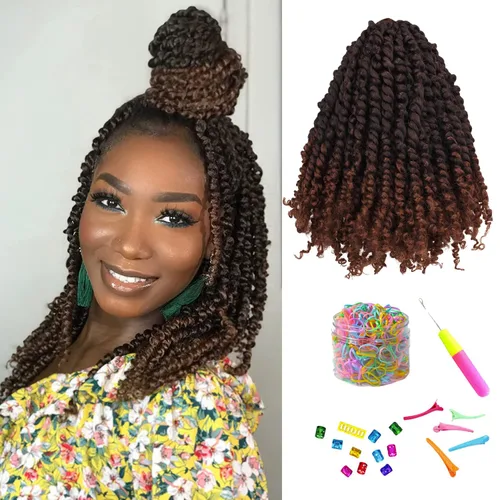 Miniatura 81 de Cabello de Ganchillo Pre-Retorcido Passion Twist para Mujeres Negras y Niños, Cabello Passion Twist Pre-Enrollado Trenzas Bohemias 4 Pulgadas 8