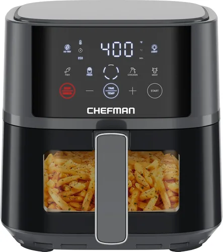 Chefman Freidora de aire – Freidora de aire compacta de 4 cuartos de galón para comidas rápidas y fáciles, cuenta con tecnología Hi-Fry para una