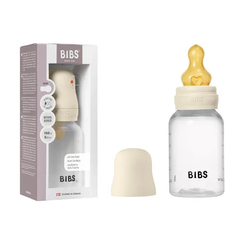 Miniatura 15 de BIBS Biberón para bebé 5 oz / 150 ml de goma natural de látex con pezón - Anti-cólico, libre de BPA, pezón redondo, flujo lento, ligero y fácil
