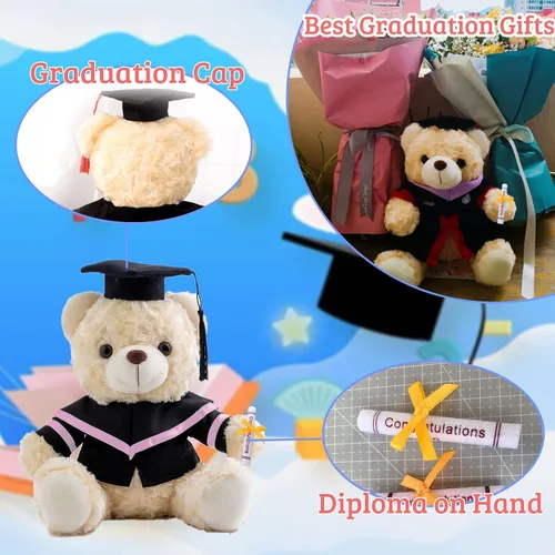 Miniatura 3 de Oso de graduación para la clase de 2026, regalos de graduación personalizados con texto, nombre o fecha, oso de peluche blanco para ella, regalos