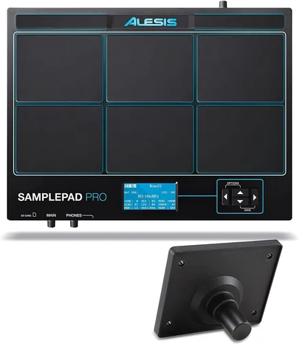 Miniatura 12 de Alesis Sample Pad 4 + Abrazadera Multipad - Instrumento de percusión/activación de muestras con 4 almohadillas sensibles a la velocidad y sistema