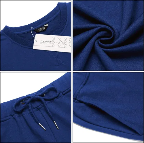 Miniatura 5 de COOFANDY Chándal para hombre, 2 piezas, manga larga, sin botones, para correr, atlético, casual, sudadera