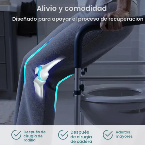 Miniatura 7 de PELEGON Barras de seguridad para inodoro (159 kg) - Bastidor y rieles de seguridad para inodoro ajustables, pasamanos de seguridad para inodoro