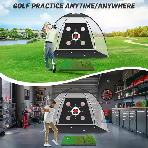 Miniatura 10 de Golf Net with Practice Mat,Golf Hitting Aid Nets 10x7FT for Backyard Driving Chipping Training Swing with Target Mat Balls for Outdoor Indoor，Gifts