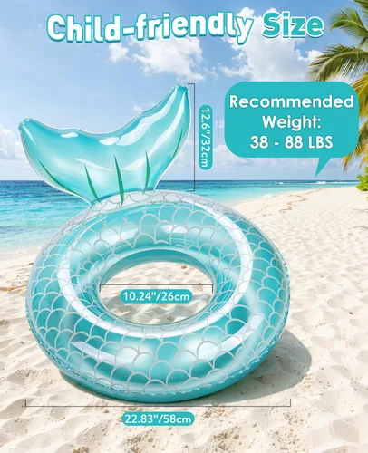 Miniatura 2 de HeySplash Pool Floats Kids, Inflatable Swimming Ring Swim Tube Floaties, Summer Water Fun Beach Party Swimming Pool Toys for Kids Children Water